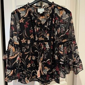 Maeve Floral Black Blouse